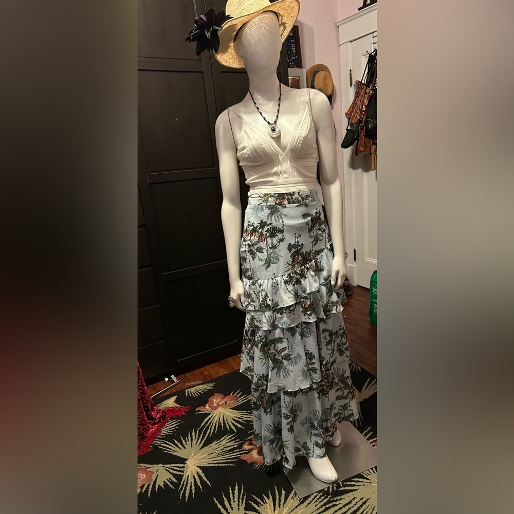 #127 Tropical layered maxi skirt